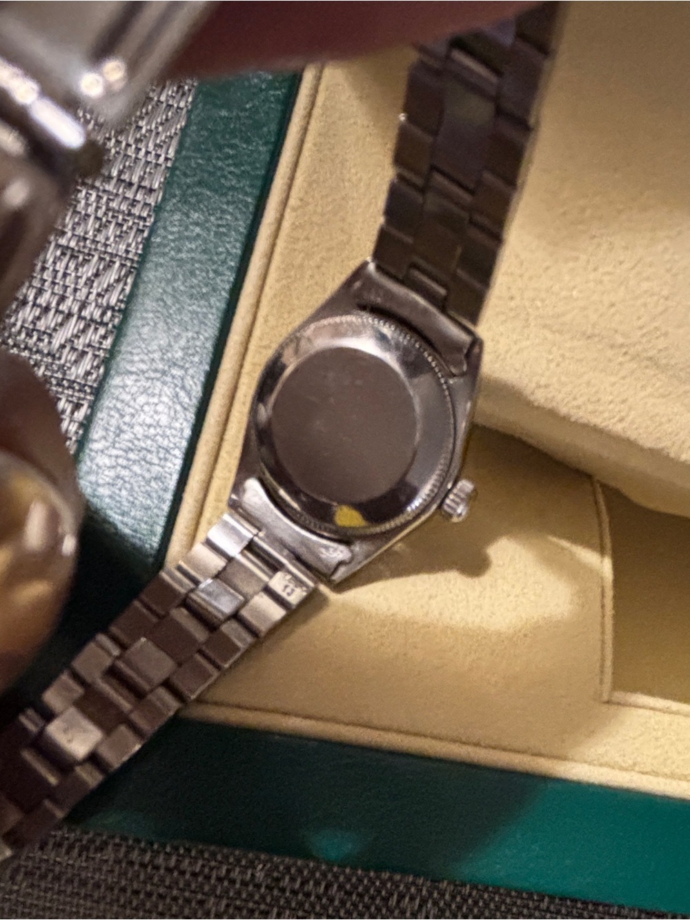Estate $8000 ROLEX DATEJUST Pink MOP Emerald Diamond SS Ladies Watch - Picture 10 of 15
